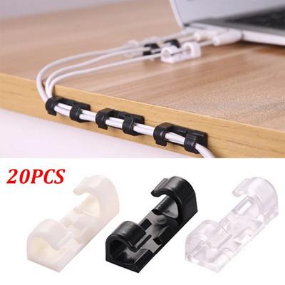 20ks/sáček Vysoce kvalitní lepicí sponky na organizér kabelů Správa kabelů s akrylovou oboustrannou páskou Správce drátů Držák kabelu USB navíječ