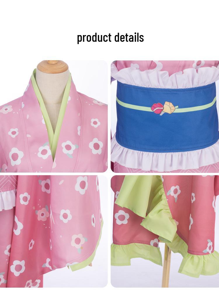 Demon Slayer Mitsuri Kanroji Cosplay Kimono Maid Costume