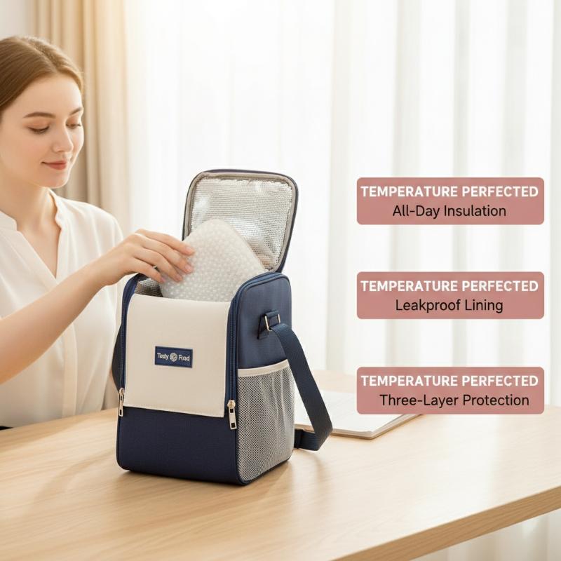 New Double Pull Insulation Bag Large Capacity Lunch Bag Ice Bag With Shoulder Strap Large Opening Easy Carry Food Container