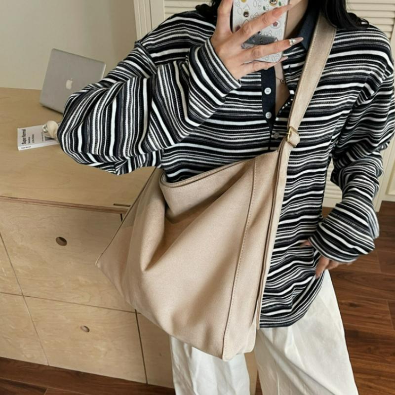 French Style Minimalist Shoulder Bag New Large Capacity Suede Tote Bag Vintage Versatile Handbag
