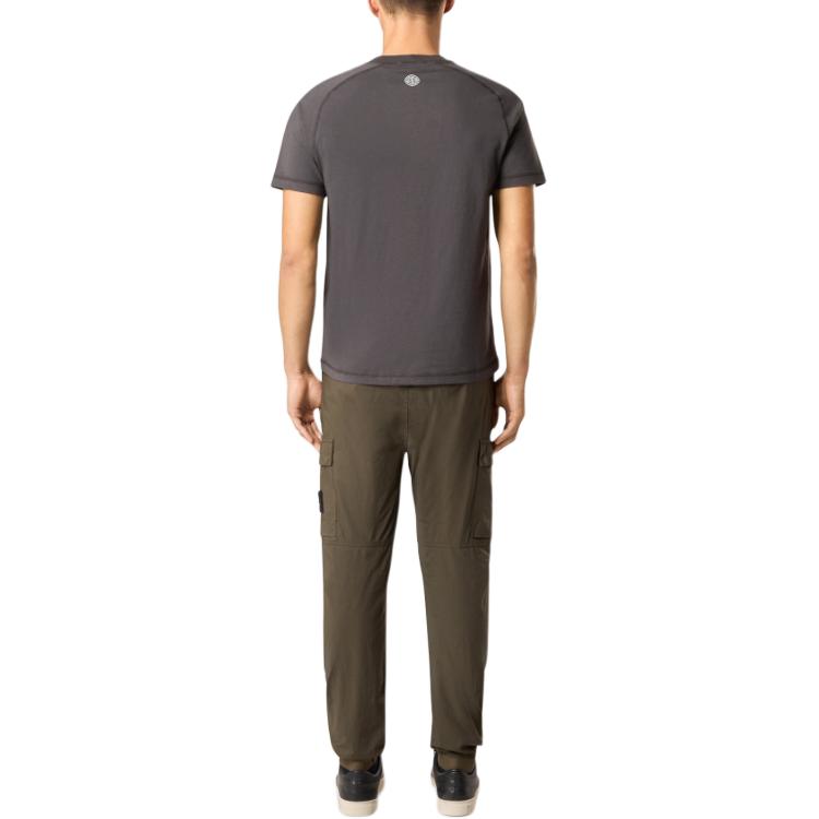 STONE ISLAND Classic Logo Print Slim Fit Raglan Short Sleeve T-Shirt Men Tops Charcoal K1S152100020S0081-V0065