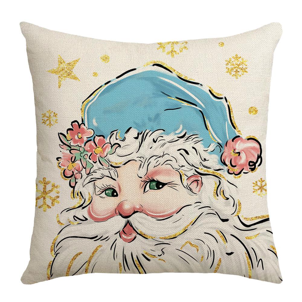 New Christmas Decorative Pillow Cover Linen Printed Sofa Bedside Home Pillow Cover Back Pillow Cushion
