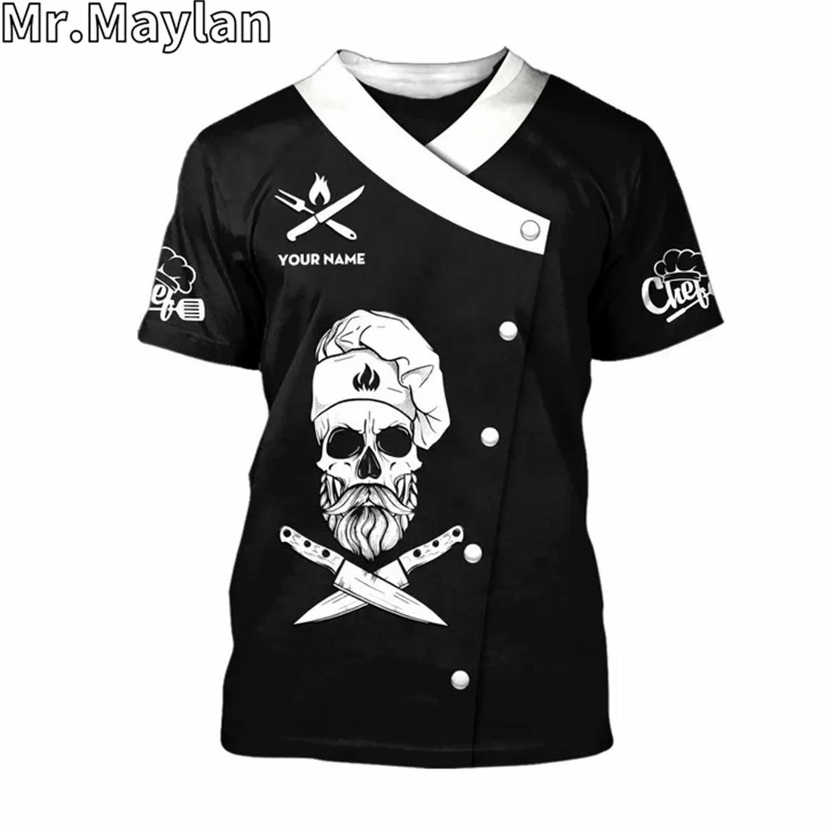 

Индивидуальная форма шеф-повара с ножами шеф-повара 3D футболки для мужчин/женщин повседневная уличная футболка больших размеров 5XL 6XL подарочная одежда для мальчиков T033 2XL