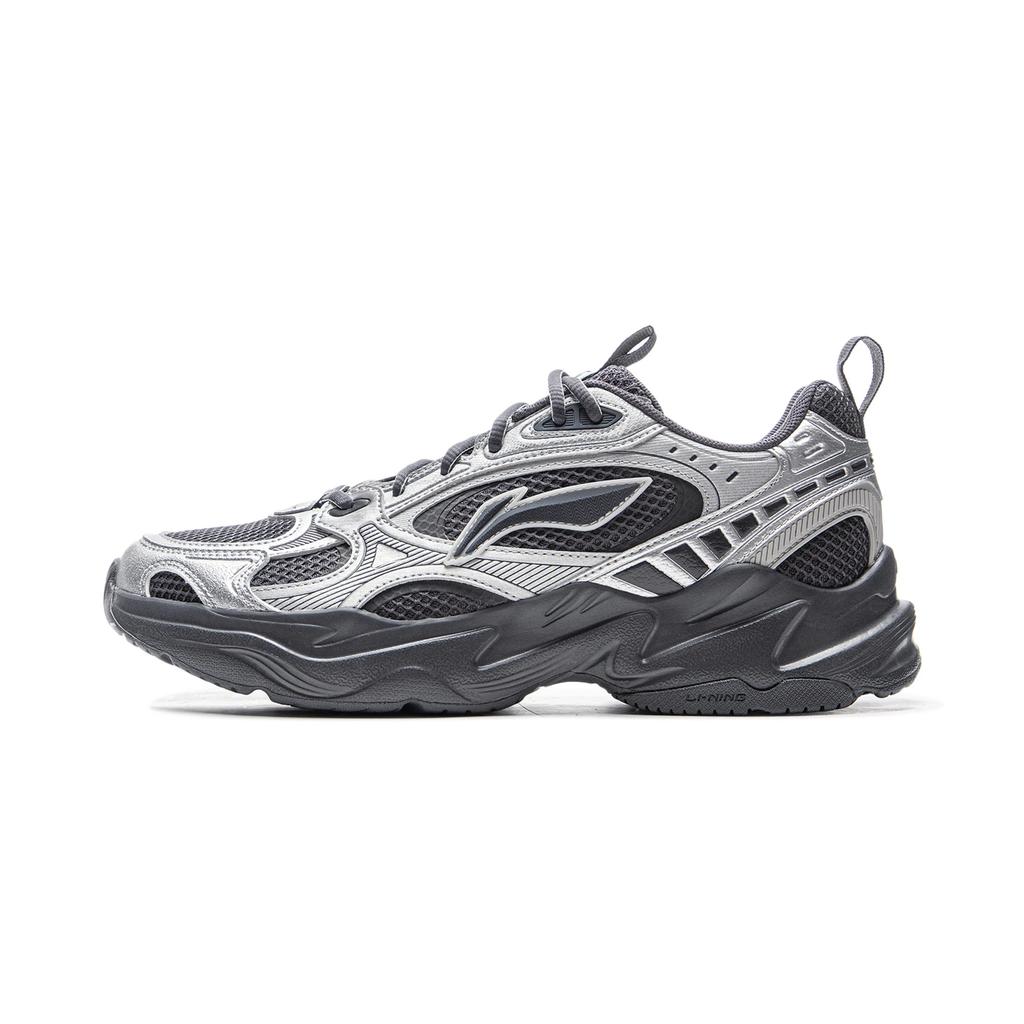 New LiNing Meteor 2K Cushioning Anti-Slip And Wear-Resistant Low-Top Casual Shoes Men's Silver Black AGCV113-3