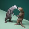 JXK Otter Otter Figur Statue Miniatur Fuchs Resin Modell Schreibtischzubehör Dekoration Geburtstagsgeschenk Bemaltes Fertigprodukt