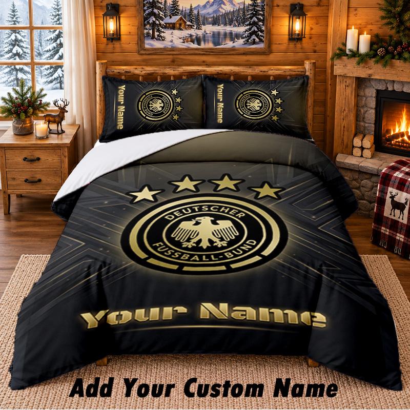Germany National Football Team Pattern Bedding 3Pcs Set Custom Name, Bed Sheet And Pillowcases For Home Bedroom
