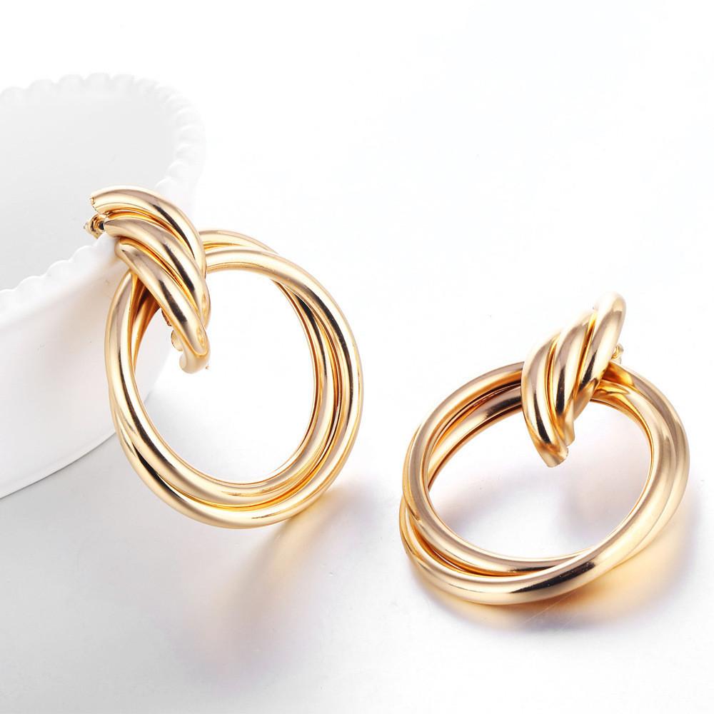 Geometric Elegant Gold Earrings For Women Contemporary Alloy Fashion Jewelry