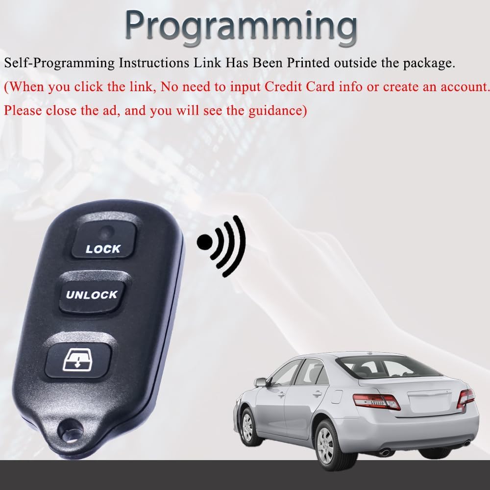Key Fob Keyless Entry Fits for Toyota 4Runner 1999-2009 / Sequoia 2001-2007 Remote Control Replacement HYQ12BBX HYQ12BAN 89742-35050
