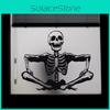 Halloween Smiling Skeleton Glass Showcase Bedroom Home Decoration Wall Stickers