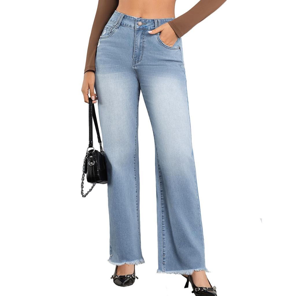 Ladies' Retro Straight Leg High Waisted Jeans