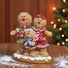 Christmas Gingerbread Figurine Decoration Resin Boy Girl Family Statue Ornaments Christmas Gingerbread Man Decor For Living Room