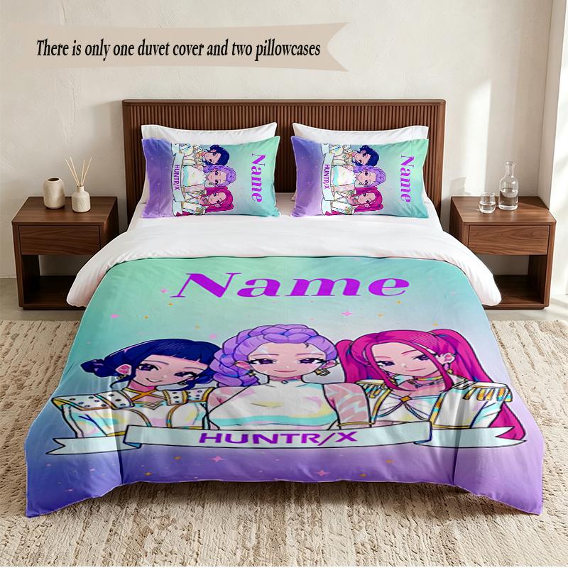 HUNTRIX Personalisierte Individuelle Name 3-teiliges Bettwäsche-Set Weiches Bettbezug-Set Für Schlafzimmer Heimdekoration