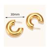 New Retro Stainless Steel Chunky C Shape Hoop Earrings Glossy Gold Plated PVD Circle Round Tube Huggie Hoops Stacked Ear Jewelry