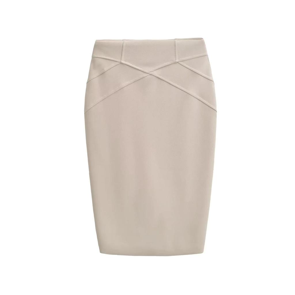 Koreanischer Midi-Rock mit hoher Taille: 3D-Patchwork, Hüftbetont, Herbst/Winter-Stil