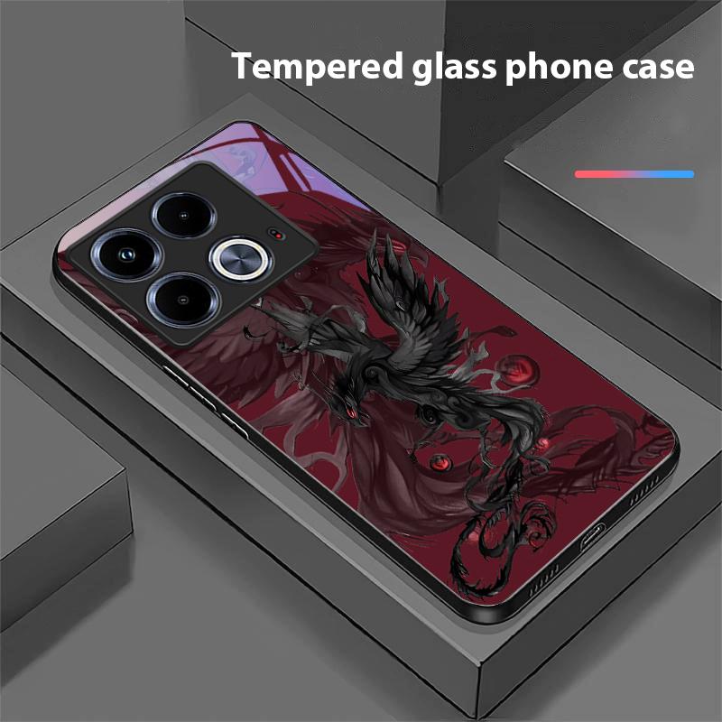 Funda de Cristal Templado Negra de Dibujos Animados Dapeng Para Infinix Note 40 4G 30i 12 G96 Smart 8 Hot 9 Play 10 11S 12 20i 50 Pro Plus 5G