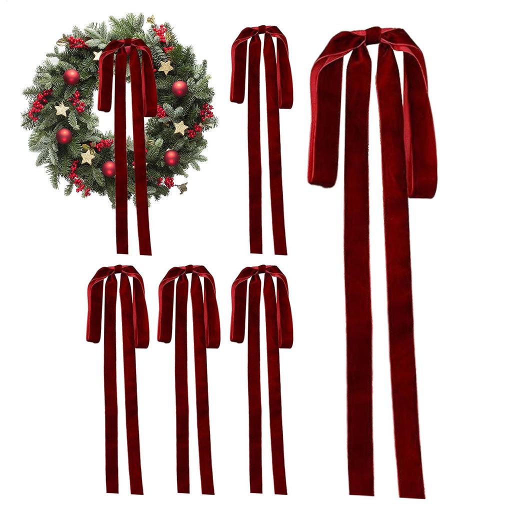 Christmas Trees Bows 6Pcs Christmas Decorative Wrapping Pull Bows For Christmas Tree Decoration Front Doors Outdoor Activities