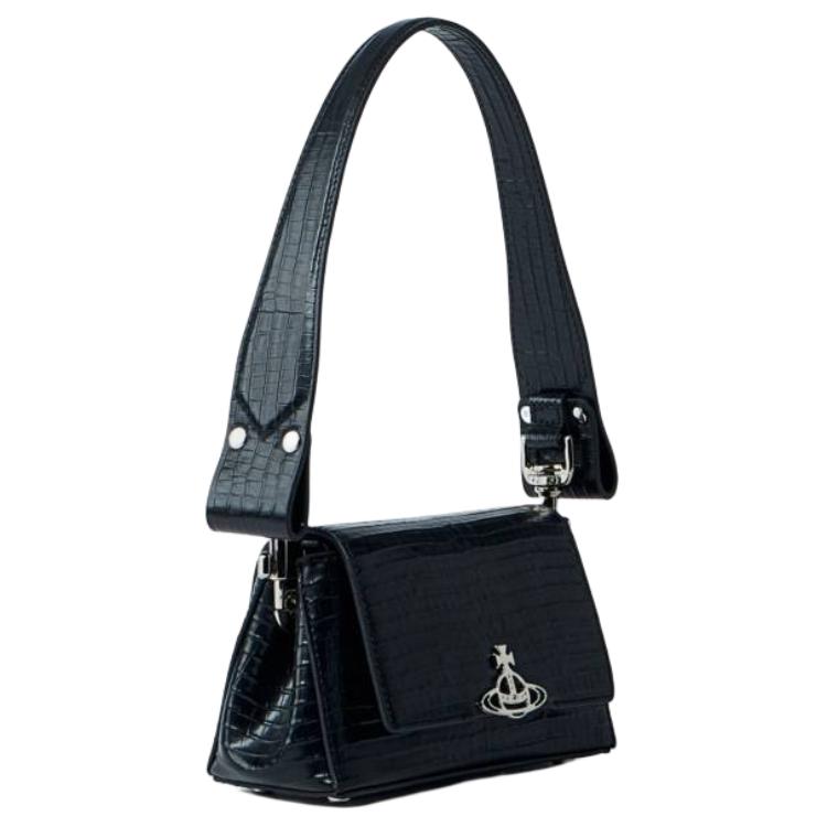 VIVIENNE WESTWOOD Hazel Logo Classic Leather Shoulder Bag Small Women Shoulder Bag Black 46030001WL00C0N401