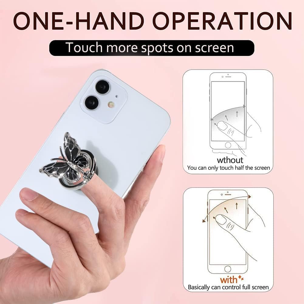 LSL Cute Butterfly Cell Phone Ring Holder 360°Rotation Metal Finger Stand Kickstand Universal Compatible with iPhone Samsung Galaxy LG Google Pixel