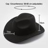 New Wide Brim Cowboy Hat Solid Color Felt Panama Jazz Cap Dress Dance Party