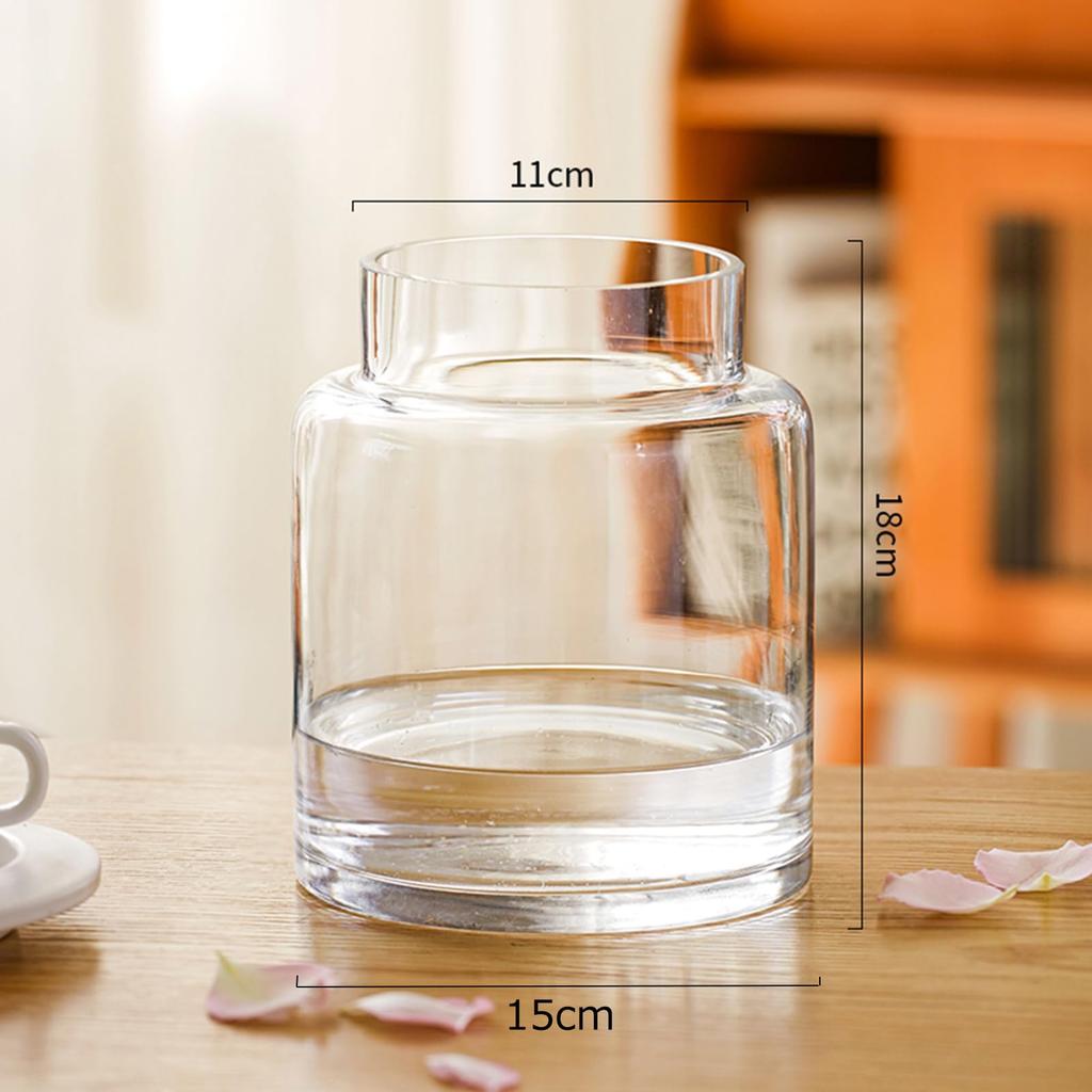 YHOMBES Glass Vase, Large, Stylish Flower Vase, Large, Transparent, Suitable for Hydroponics, Flower Arrangements, Artificial Flowers, Etc., Stylish a
