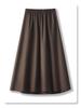 Women's Gray Pleated A-Line Midi Skirt - 2024 Fall/Winter, Elastic Waist, Slimming Fit
