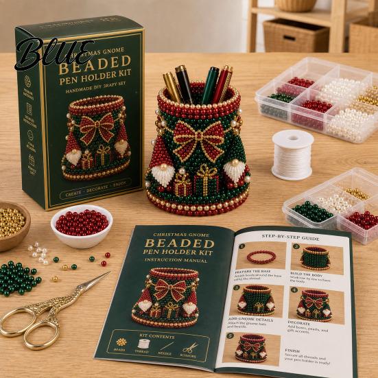 Educational Craft Supplies Bead Embroidery Kit DIY Pen Holder 3D Beaded Tiny Pencil Fine Motor