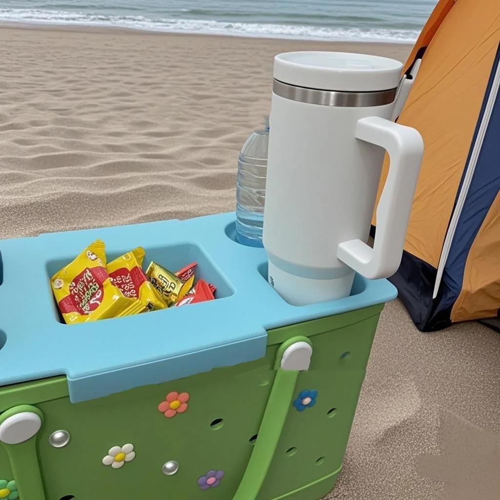 Top Cup Holder Tray Accessories for Bogg Bag X-Large Waterproof EVA & Phone Holder Fit for Stanley Cup - Organizer for Bogg Bag