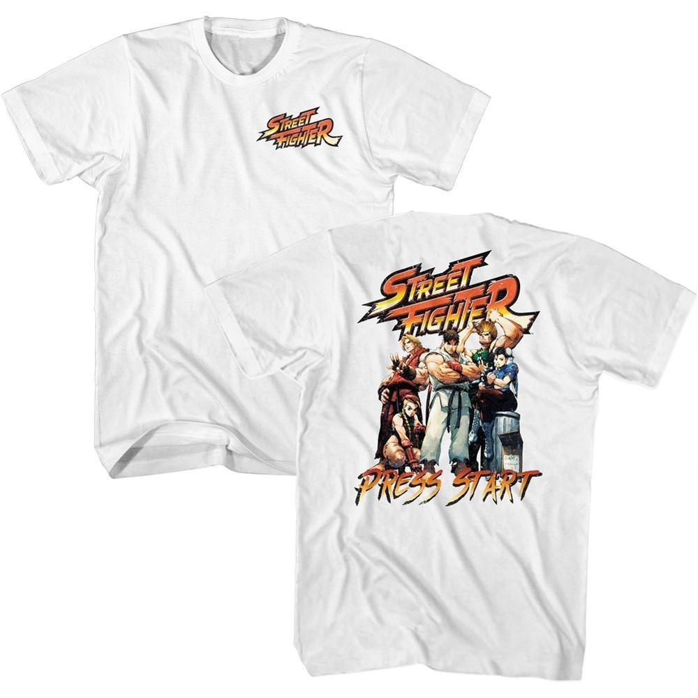 Street Fighter Press Start White Gaming Shirt Unisex T-Shirt S