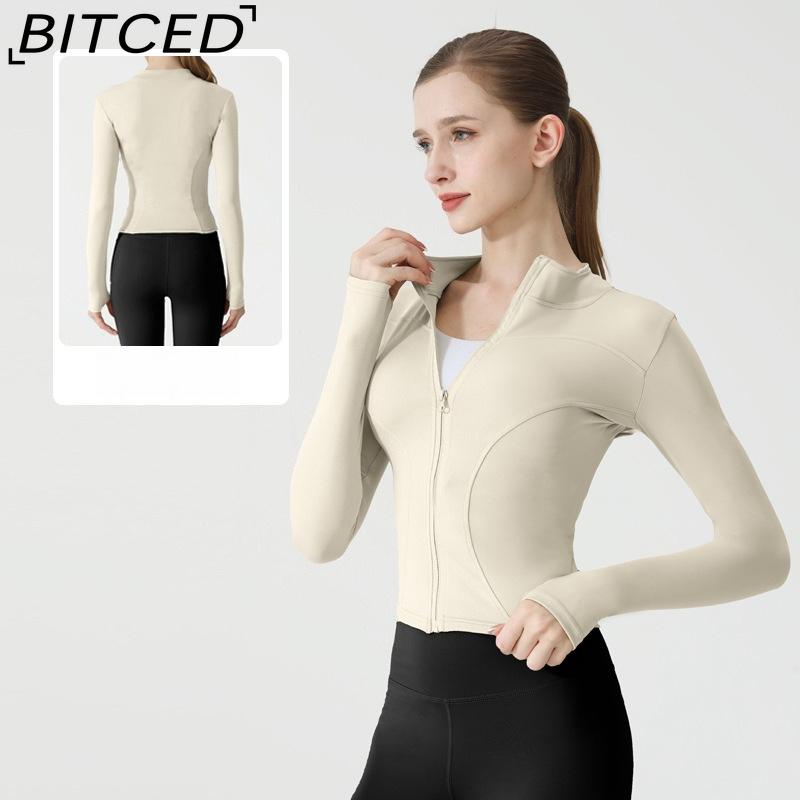 BITCED Summer Sun Protection Quick-Dry Sports Jacket Stand-Up Collar Stretch Slim-Fit Running & Fitness Top