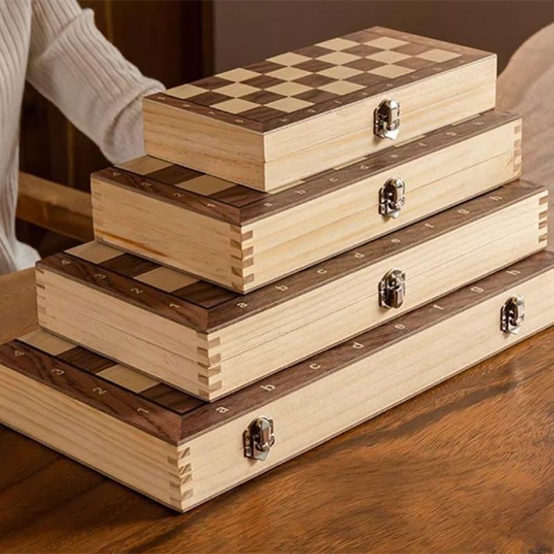 Chess Set - Magnetic Foldable Portable Solid Wood Chess Board - Educational Games for Students and Kids - Christmas Gift
