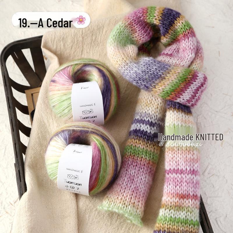 Silk Gradient Rainbow Mohair Yarn Pack for Hand-knitted Scarf/Shawl