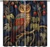 Forest Tree Frog Decor Window Curtain Animals Leaves Retro Rustic Botanical Home Kitchen Restaurant Decoration Window Curtain