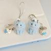 Soft Flocking Blue Elephant Keychain Lovely Animal Designs Sturdy Keyring for Kids Adults