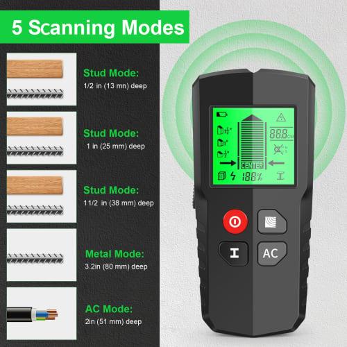 Shkalacar Stud Detector, Stud Detector, Wall Scanner, 5-in-1 Electronic Stud Detector with HD LCD Display for Wood and AC Power Detection