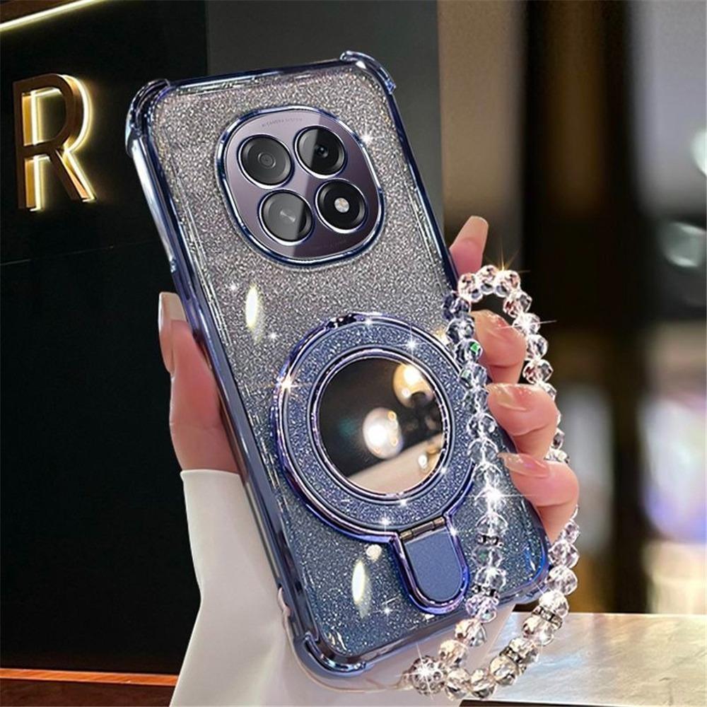 Glitter Mirror Holder Bracelet Phone Case For Samsung Galaxy Note 20 Ultra Note 10 Plus Soft Silicone Shockproof Stand Cover