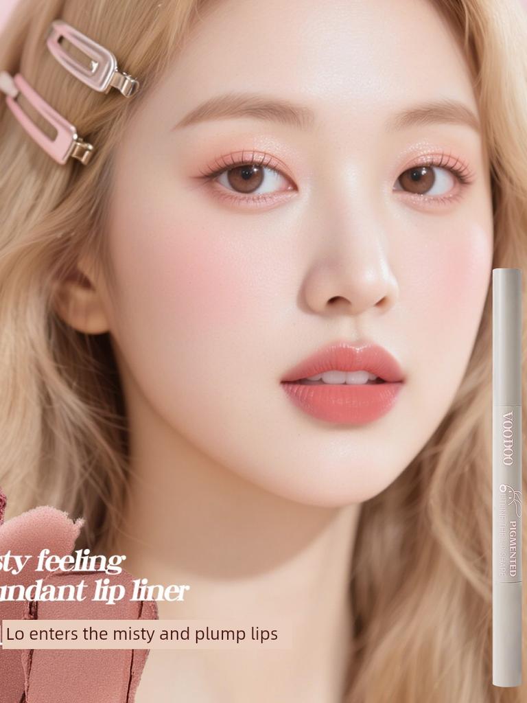 Voodoo Double-Ended Lip Liner with Lip Brush, Waterproof, Long-Lasting, Non-Fading, Nude Color Lip Brush and Lip Pencil In One