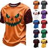 Herren Casual Corduroy Kurzarm Rundhals Leicht Atmungsaktiv Oberteil Halloween Print Design Bequeme Passform