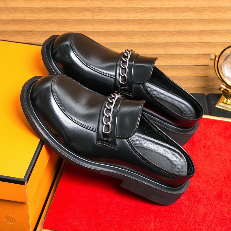 Sommer Herrenschuhe Outdoor Fußabdeckung Halbschale Lederschuhe Herren Übergröße Plateau Freizeitschuhe Außenhandel Outdoor kleine Lederschuhe