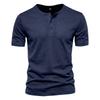 Men’s Summer Quick-Dry Mesh Henry-Neck T-Shirt – Casual Plain Short-Sleeved