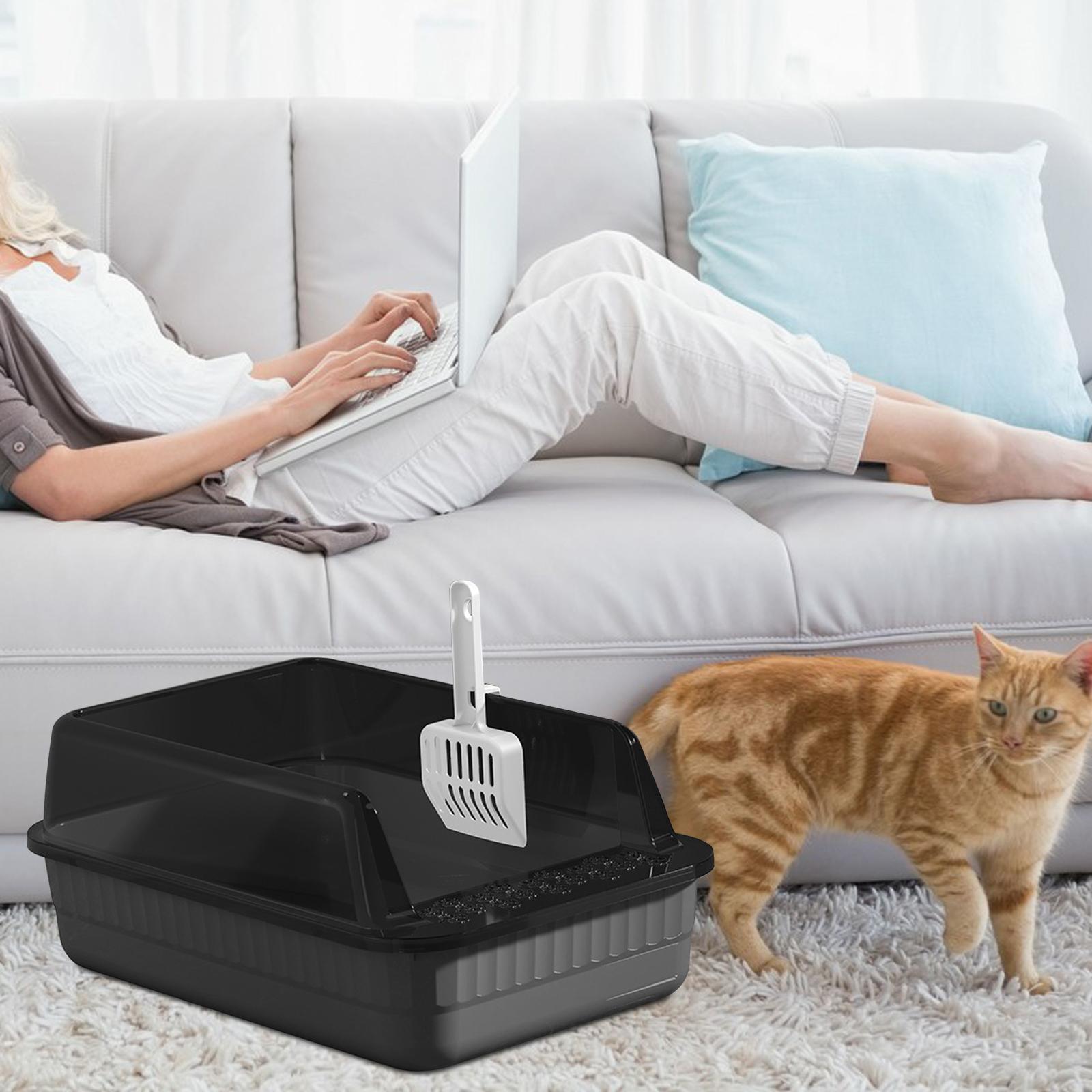 

Кошачий туалет, лоток для туалета, открытый верх, высокие борта, полузакрытый, материал ПП, 18 л, большая емкость для маленького кролика, морской свинки серый