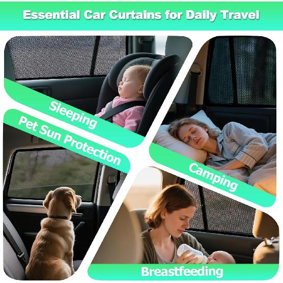 Car Window Shades For -2024 RAV4 Accessories - Rear Side Window Shade For Baby, Breathable Mesh Car Privacy Window Covers, UV Protection And Heat