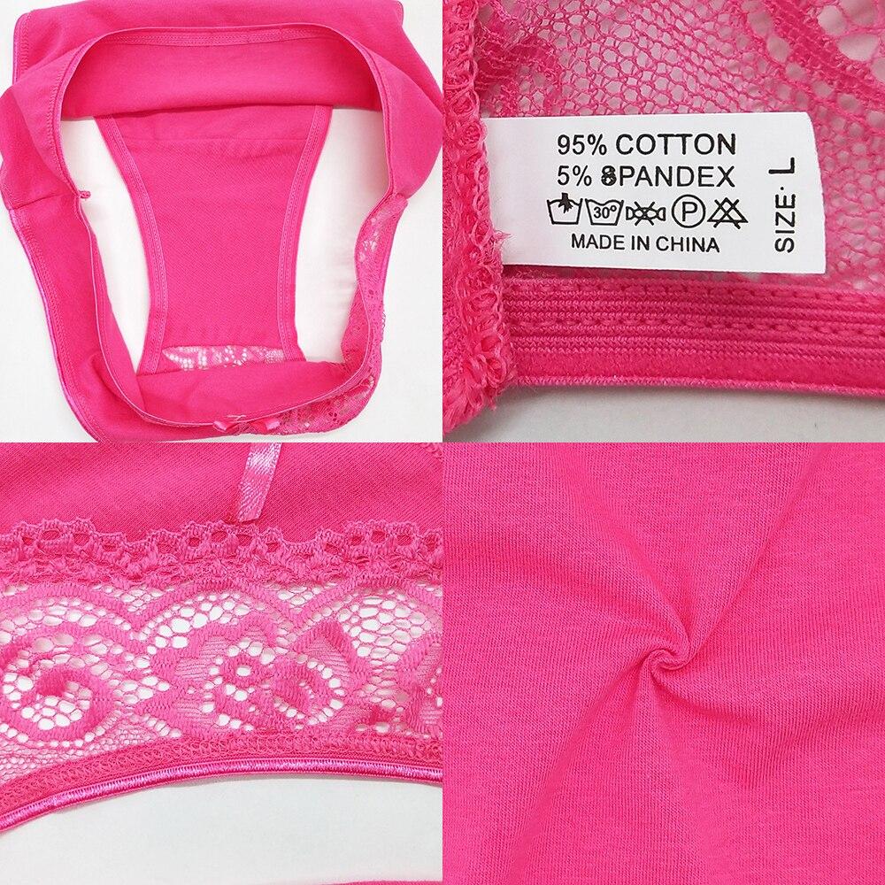 Women Underwear Cotton Panties Sexy Lace Everyday Low Waisted Girls Briefs Ladies Knickers Transparent 6 PCS