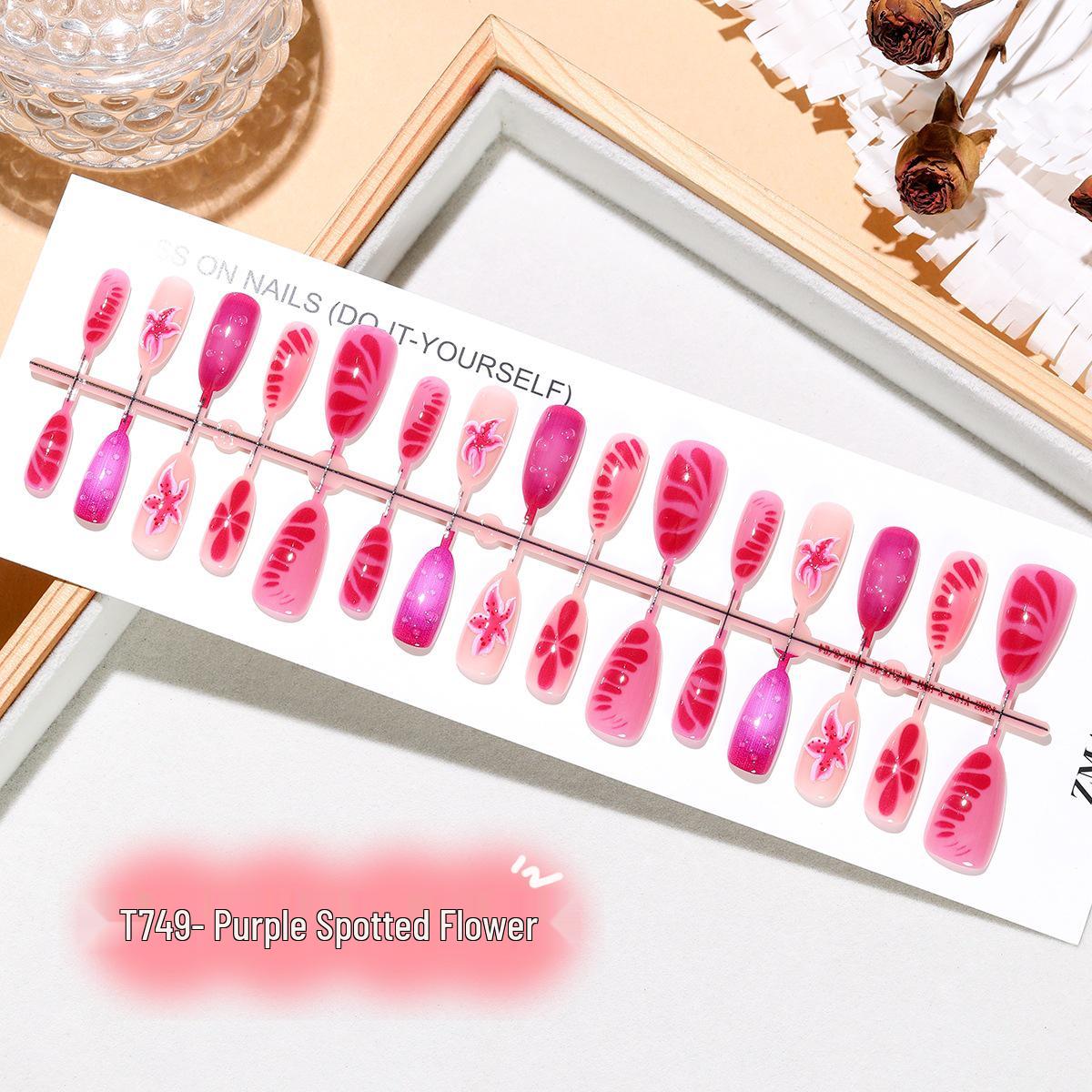 Purple Rose & Starfish 3D Epoxy Cat Eye Nail Patches - European/American Spicy Girl Style S/S/S