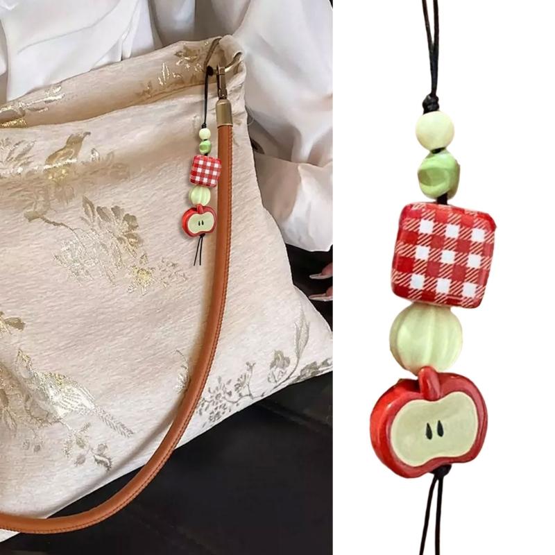 Fashionable Apples Key Charm 3D Fruit Shape Keyring Fashionable Key Holder Women Bag Ornament Stylish Handbag Decoration