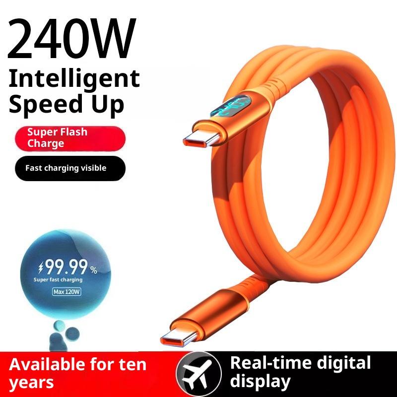 1 Stück 240W USB Typ C LED Digitalanzeige Kabel 6A USB-C zu USB-C Schnelllade-Ladekabel Zubehör für Huawei