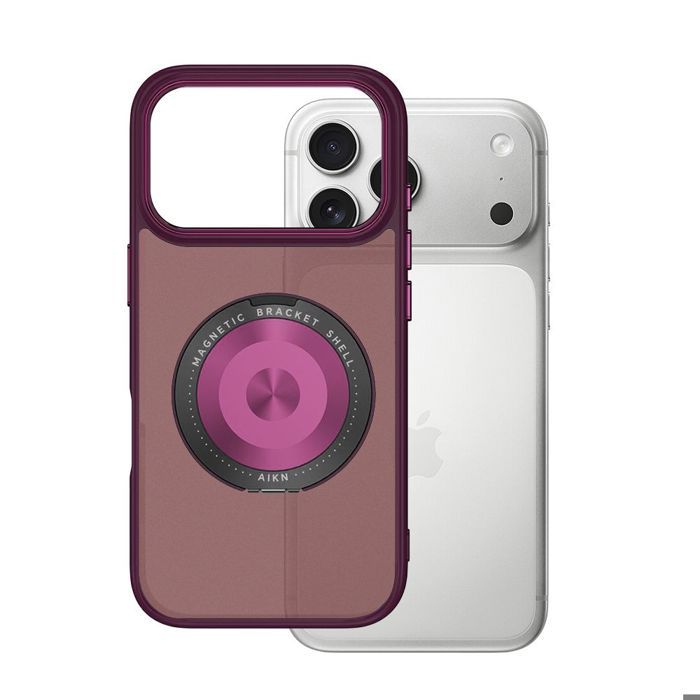 Coque de Protection - BOOLING - pour iPhone 17 Pro - Hybride avec Anneau Rotatif Magnétique - Rouge