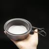TOMSHOO 3pcs Titanium Bowls Set Ultralight Titanium Dinner Bowl Pan with Foldable Handles for