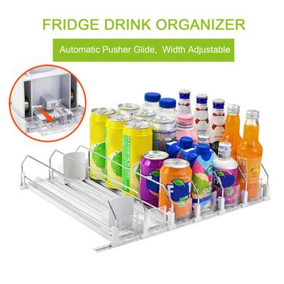 1/2/3/4Pcs Fridge Drink Organizer with Automatic Pusher Glide Refrigerator Soda Can Dispenser Heavy Duty Width