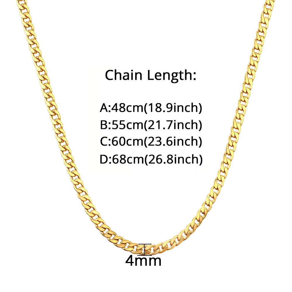 Hip Hop Curb Cuban Link Chains 4mm Gold Silver Color Stainless Steel Chain Necklaces For Men Women Vintage Jewelry Gift XL287-4