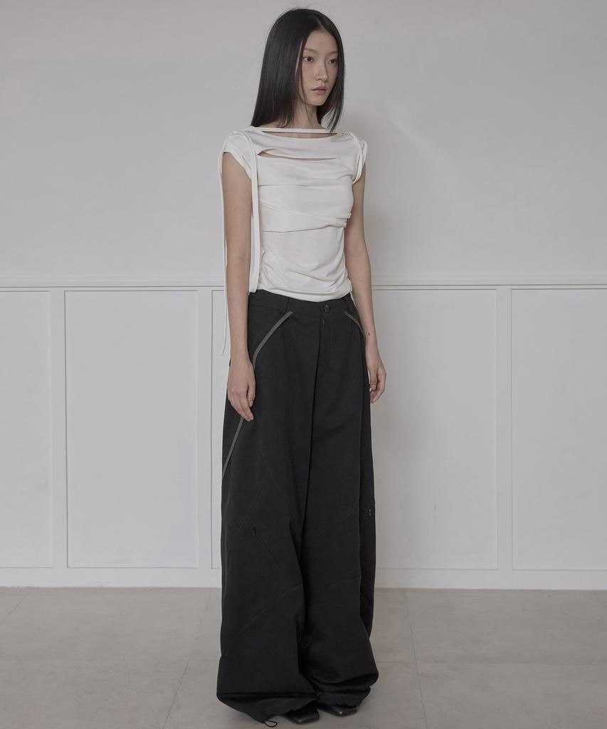 Peulleeoeob Asymmetrical Wide Pants (Fl-253_Black)
